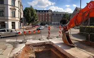 Baustelle am Technikumplatz in Mittweida