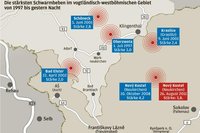 Die Grafik zeigt die bis zum 25. August erfassten st�rksten Beben in der Region. Am Sonntag erreichte der Erdsto� die St�rke 3,8.