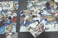 Klaus Neubauer und sein Wandbild von 1976. 