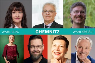 Landtagswahl: Die Kandidaten für das Chemnitzer Univiertel bis nach Klaffenbach im Kurz-Check - Diese Frauen und Männer treten neben einem Vertreter der Freien Sachsen bei der Landtagswahl als Direktkandidaten im Wahlkreis Chemnitz 3 an.