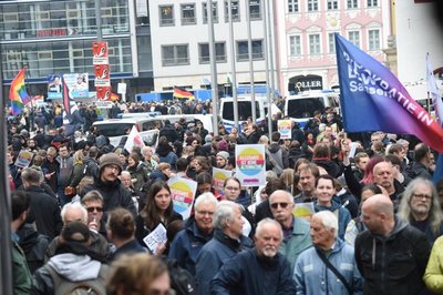 <p>Bis zu 250 Menschen kamen zur Kundgebung der AfD, so die Versammlungsbehörde der Stadt.</p>