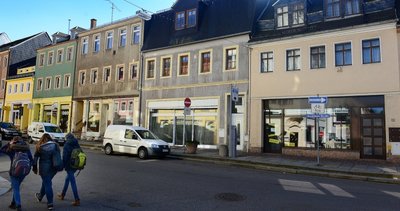 Verwaiste Geschäfte in der Rochlitzer Straße in Mittweida. In sächsischen Kleinstädten greift der Leerstand um sich.