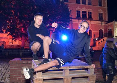 Elias Kunze (links) und Roman Zeun vom Parcours-Team Stollberg zeigten ihr Können,