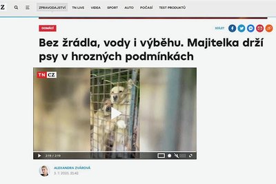 Im Internet ist der Beitrag von TV Nova – hier ein Bildschirmfoto – unter dem Titel "Ohne Nahrung, Wasser und Auslauf. Der Besitzer hält die Hunde unter schrecklichen Bedingungen" weiter zu sehen.