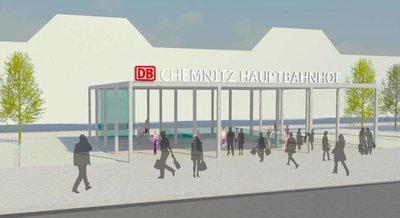 Der Entwurf zeigt eine Variante für den Ausgang eines Fußgängertunnels vom Hauptbahnhof an der Dresdner Straße als Zugang zur neuen Fernbus-Haltestelle und möglicherweise zu einigen Regionalbussen.