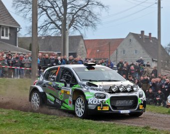Marijan Griebel/Tobias Braun im Citroen C3 holten sich auf der WP Mitteldorf 2 den Sieg.