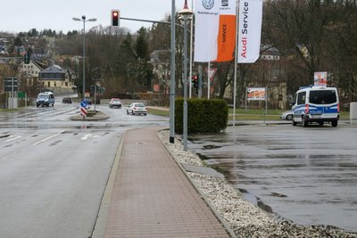 Polizeipräsenz in Schwarzenberg.