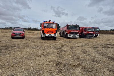 Mit diesen Tanklöschfahrzeugen waren die Erzgebirger in der Gorischheide im Einsatz.