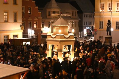 Pyramidenanschub auf dem Markt in Hainichen ist am Sonntag.