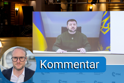 München: Wolodymyr Selenskyj, Präsident der Ukraine, nimmt per Videoschalte an der Sicherheitskonferenz teil.