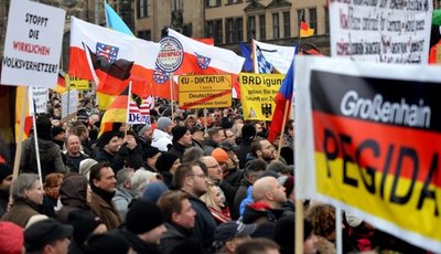 Eine Pegida-Demonstration in Dresden.