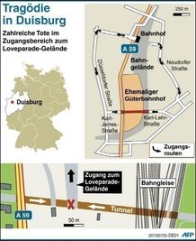Das Unglück auf der Love-Parade ereignete sich an einem überfüllten Tunnel, dem zentralen Zugang zu dem Partygelände am alten Duisburger Güterbahnhof.