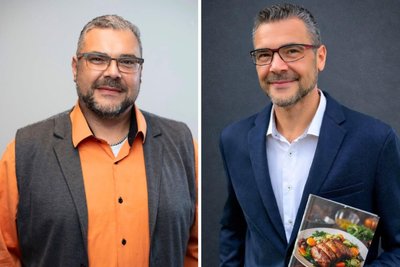 Zwischen den beiden Fotos liegen 60 Kilogramm: Heute fühlt sich Andy Ackermann-Riedel wieder wohl in seiner Haut. Eine OP und eine Ernährungsumstellung haben ihm geholfen.