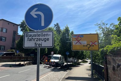 Die Hainichener Straße am Krankenhaus Mittweida ist noch gesperrt.