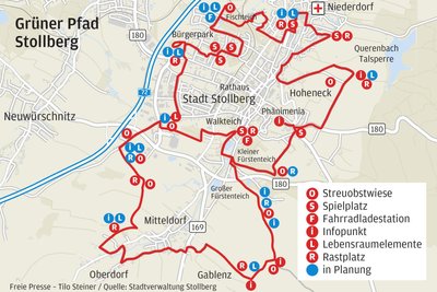 Der Grüner Pfad Stollberg: Die Route ist auch beim Wanderportal Outdooractive erfasst.