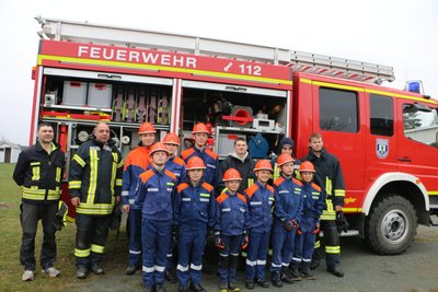Die Jugendfeuerwehr Reuth mit ihren Betreuern und Wehrleiter Hardy Baumann (links).