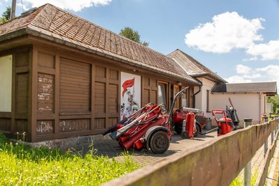 Das alte Bahnhofsgelände in Auerbach - heute ist es ein Museum für Feuerlöscher.