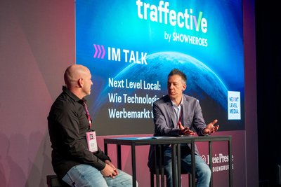 Next Level Local: Alexander Rauscher-Arnold (links) und Matthias Greiner (Head of Publisher Traffective) sprachen über Veränderungen auf dem Werbemarkt.
