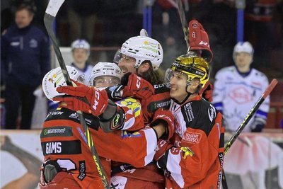 Seine Körpergröße fällt beim Torjubel auf: Taylor Doherty ist mit 2,03 Metern der größte Profi in der DEL 2. 