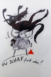 In Sylvia Graupners Arbeiten wird der Wolf schon mal auf den Arm genommen.