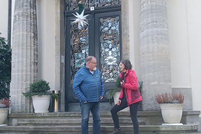 Interessante Baustile und viele Geheimnisse wollen Jörg Röder und Julia Schmidt den Besuchern des Schlosses im Rittergut zeigen.