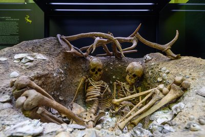 Eine Doppelbestattung zweier junger Erwachsener aus der Bretagne (5500-5000 v.Chr.) wird in einer neuen Ausstellung auch gezeigt.