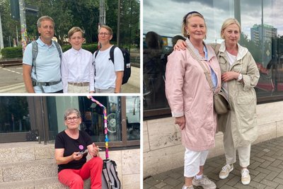 Familie Simon (oben links), Cornelia Grennan (unten links) und die Schwestern Sylva Brösicke und Gudrun Nowak aus Berlin haben die "European Realities" sehr gut gefallen.