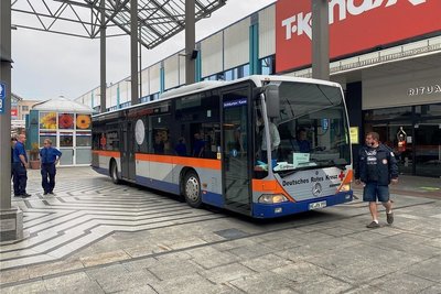 Der Impfbus des DRK stand vorige Woche im Chemnitz Center. Am Donnerstag dieser Woche macht er am CFC-Stadion Station. 