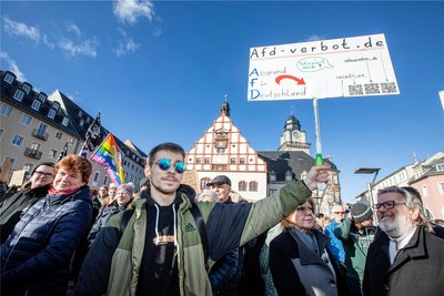 Viele Teilnehmer hatten eigene Plakate gebastelt. Einige plädierten für ein AfD-Parteiverbot.