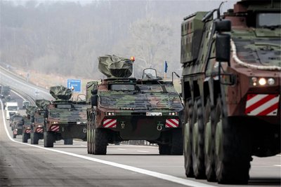 Auch gepanzerte Transport-Kraftfahrzeuge vom Typ GTK Boxer der Bundeswehr sind an der Übung „Quadriga“ beteiligt. Diesen Freitag werden sie deshalb auch in Sachsen unterwegs sein.