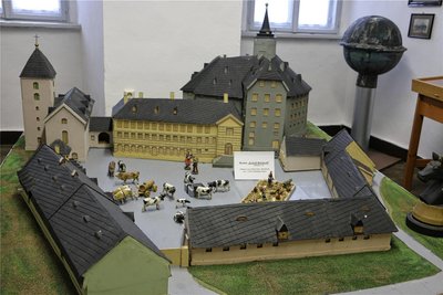 Ein Modell vom Mühltroffer Schloss, so wie es früher aussah.