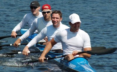 Starkes Quartett: Axel Kulke, René Schneider, Lars Burkert und Edgar Kunz im erfolgreichen K 4 des KSV Flöha in der Leistungsklasse.