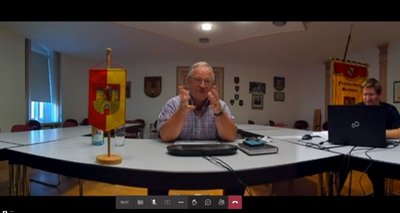 Frankenbergs Bürgermeister Thomas Firmenich (CDU) in der Videokonferenz mit Vertretern von Sportvereinen der Stadt.