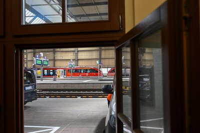 Blick aus dem Pausenraum im MRB-Kundencenter im Chemnitzer Hauptbahnhof.