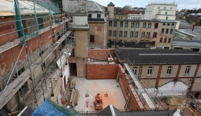 Vogelperspektive vom Dach der Baustelle Antonstraße 6 