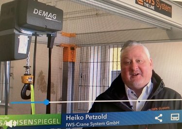 Berichtete zur besten Sendezeit sachsenweit über die Innovation aus seiner Firma: IWS Crane-Geschäftsführer Heiko Petzoldt. 