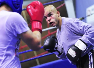 Der Chemnitzer Boxer Ronny Beblik beim letzten Training vor den Deutschen Meisterschaften in Straubing.