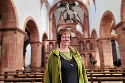 Die Basilika hat es ihr angetan. Sabine Bley wird am kommenden Mittwoch das letzte Mal eine Führung in Wechselburg geben.