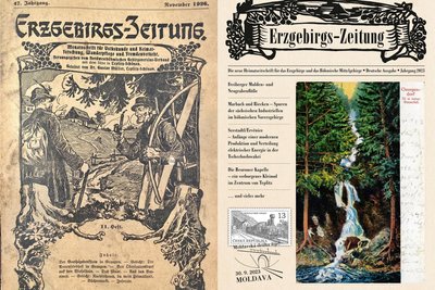 Die „Erzgebirgs-Zeitung“ 1926 und 2023: Dank eines tschechisch-deutschen Projekts lebt das Heimatblatt als Magazin wieder auf.