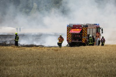 Etwa zwei Hektar Feld sind ersten Angaben zufolge am Dienstagnachmittag unterhalb des Keilberges in Brand geraten.