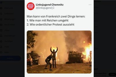 Screenshot eines Tweets der Linksjugend Chemnitz vom 30.06.2023.