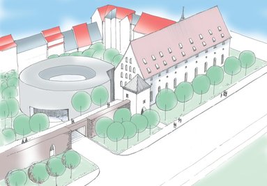 Modell des Parkhauses zwischen Fischerstraße und B 173 in Freiberg
