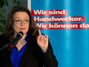 Einigen Gegenwind gab es für Andrea Nahles in der Handwerkskammer Chemnitz.