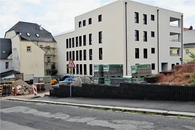 Blick auf den hinteren Bereich der Marktterrassen von der Gerichtsstraße aus.
