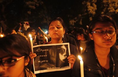 Mahnwache in Neu Delhi am 16. Januar 2013 - wenige Wochen nach dem Tod von Jyoti Singh 