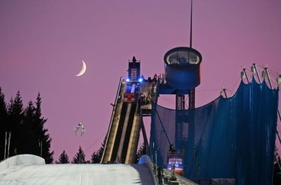Die Vogtland-Arena beim Weltcupspringen.