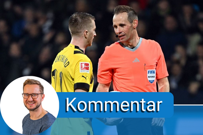 Dortmunds Marco Reus im Gespräch mit Schiedsrichter Sascha Stegemann.