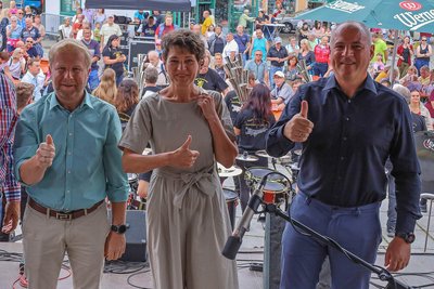 Die Bürgermeister des Göltzschtals: Marco Siegemund (Falkenstein), Kerstin Schöniger (Rodewisch) und Jörg Kerber (Ellefeld). Es fehlt Jens Scharff (Auerbach).