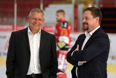 Eispiraten-Gesellschafter Ronny Bauer und Eispiraten-Geschäftsführer Jörg Buschmann.