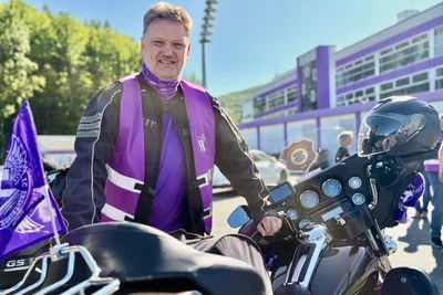 Olaf Danzig ist Biker aus Leidenschaft. Die besondere Tour der Fanschar vom FC Erzgebirge Aue hat er bis ins Detail geplant.